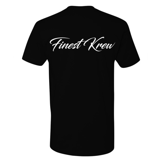 Chest Logo Finest Krew Custom made NJF Tee. Top Quality Material. NJF Logo On Chest Front & Finest Krew Script On The Back In Various Colors