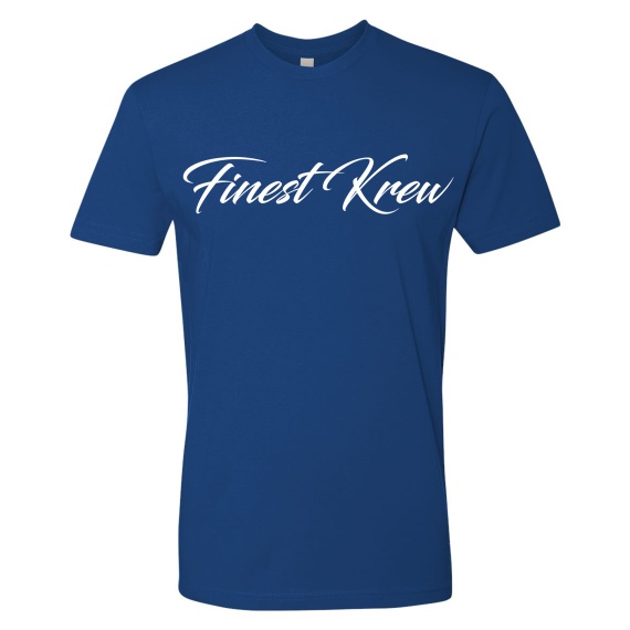 Finest Krew Back Logo Custom made NJF Royal Tee. Top Quality Material. NJF Logo On Back Big & Finest Krew Script On The Front In White