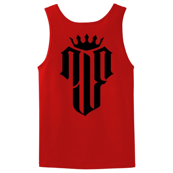NJF Red Tank Top Quality Material. Finest Krew Script on The Front and NJF Logo Big on The Back In Black
